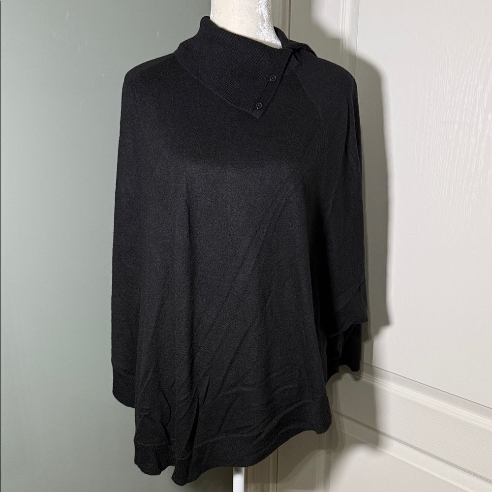 Talbots Black Lambswool Blend Poncho Sweater Size L/XL